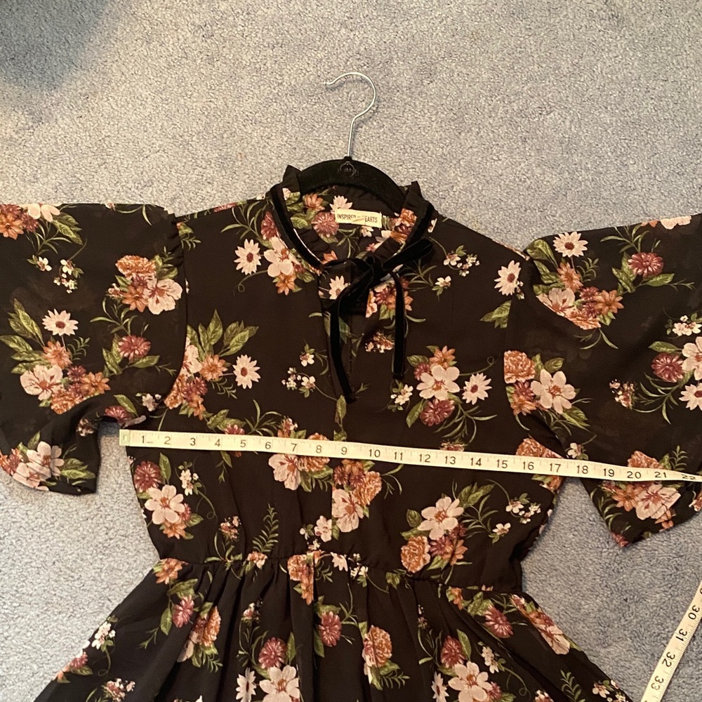 Inspired Hearts Black Dress with Floral Accents - Picture 5 of 8